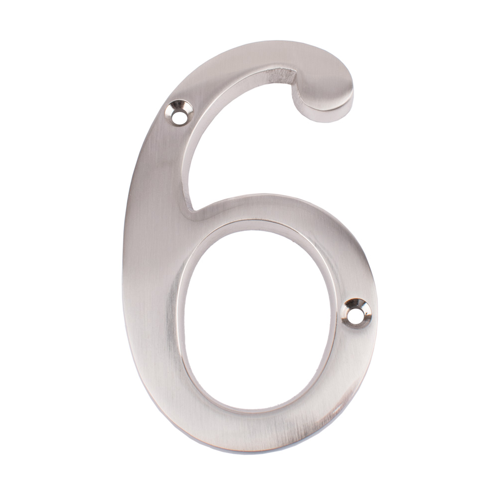 Dart Number 6 Door Numeral - Satin Nickel